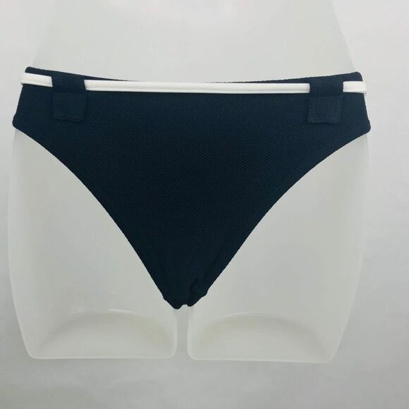 Agua Doce Bikini Brazilian 2-pc Women M Black White Tie Front Buttons - Picture 4 of 8